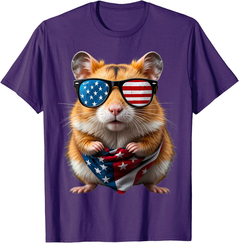 Hamster 4th Of July American Independence Day USA Patriotic T-Shirt - Purple