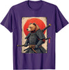 Japanese Samurai Bear Woodblock Art Samurai Brown Bear Ukiyo-e Ink Warrior Art Japanese Bear Art T-Shirt - Purple