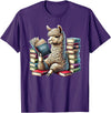 Llama Book Lover Llama Reading Book Reader Bookworm Alpaca Lover T-Shirt - Purple
