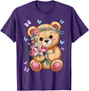 Bear Lover Gift Co. Cool Crowned Teddy Bear for Flowers Lovers T-Shirt - Purple