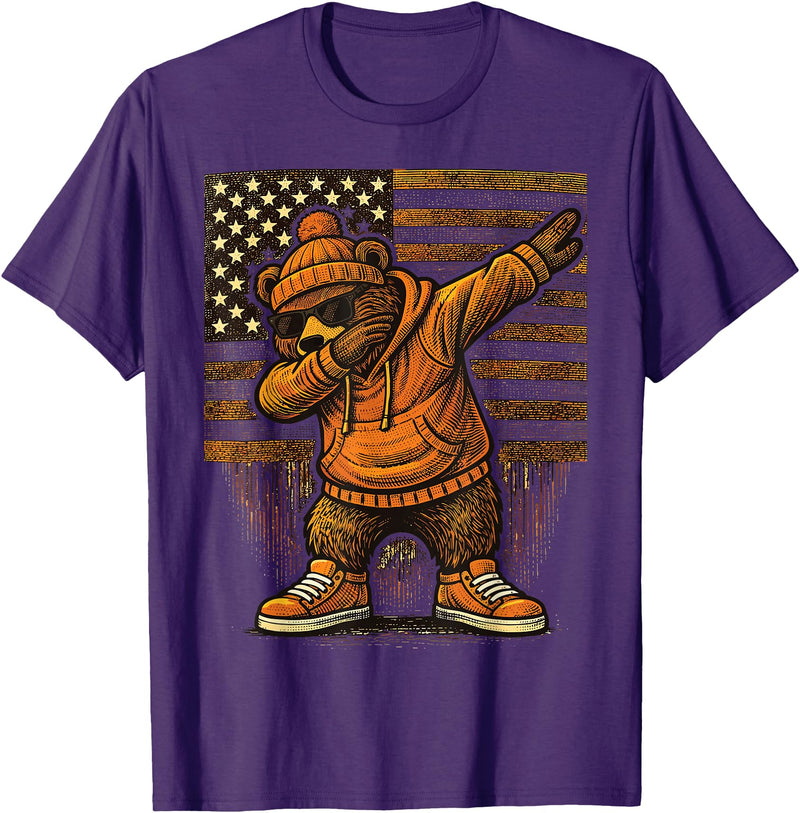 Vintage Dabbing Bear Retro Humor Gift Co Vintage Dabbing Bear Funny Retro Graphic T-Shirt - Purple