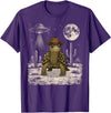 Retro Land Turtle Lover Halloween Moon Funny Eastern Box Turtle Cowboy Western UFO T-Shirt - Purple