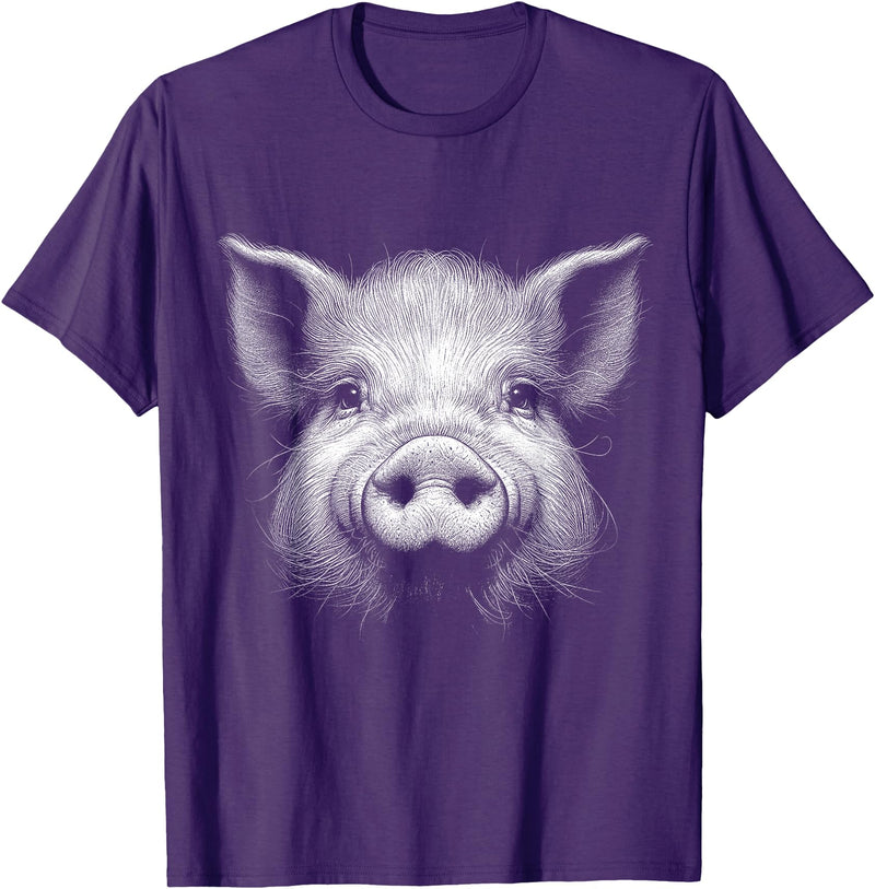 Animal Lovers Funny Quotes And Designs Pig Face Lover Art Design For Men And Women T-Shirt - Purple
