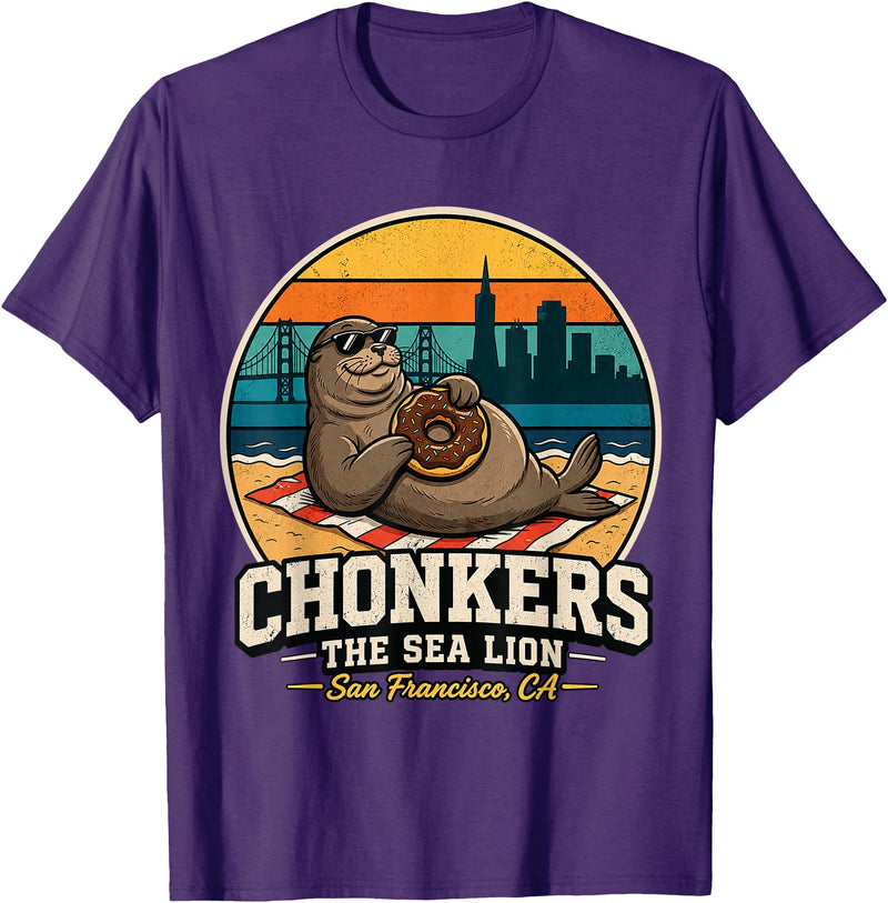 Chonkers The Sea Lion San Francisco Funny Seal Tee Chonkers The Sea Lion San Francisco Funny Seal T-Shirt - Purple