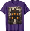 Vintage Haunted House Ghost Halloween Costumes Vintage Ghost Haunted House Scary Halloween Costume Spooky T-Shirt - Purple