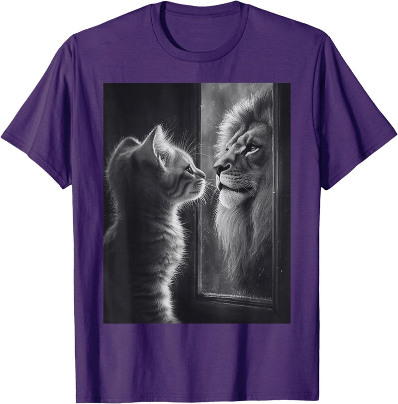 SH-Star Cat Lion Mirror Reflection Art Gifts Animal Face Ni T-Shirt - Purple