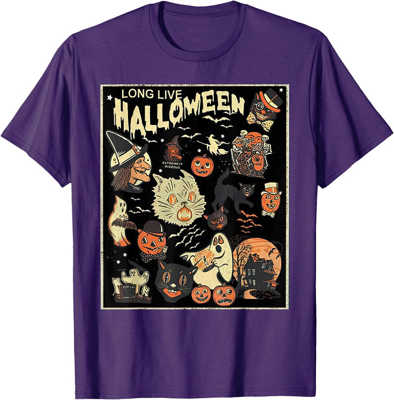 Long Live Halloween Pumpkin Cat Witch T-Shirt - Purple