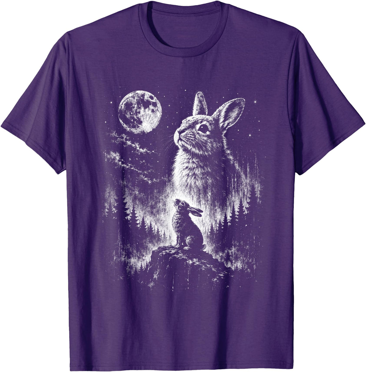 Bunny Rabbit Howling to the Moon Bunny Howl At T-Shirt in Purple