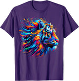 Funny Lion lover Gifts Colorful Lion T-Shirt - Purple