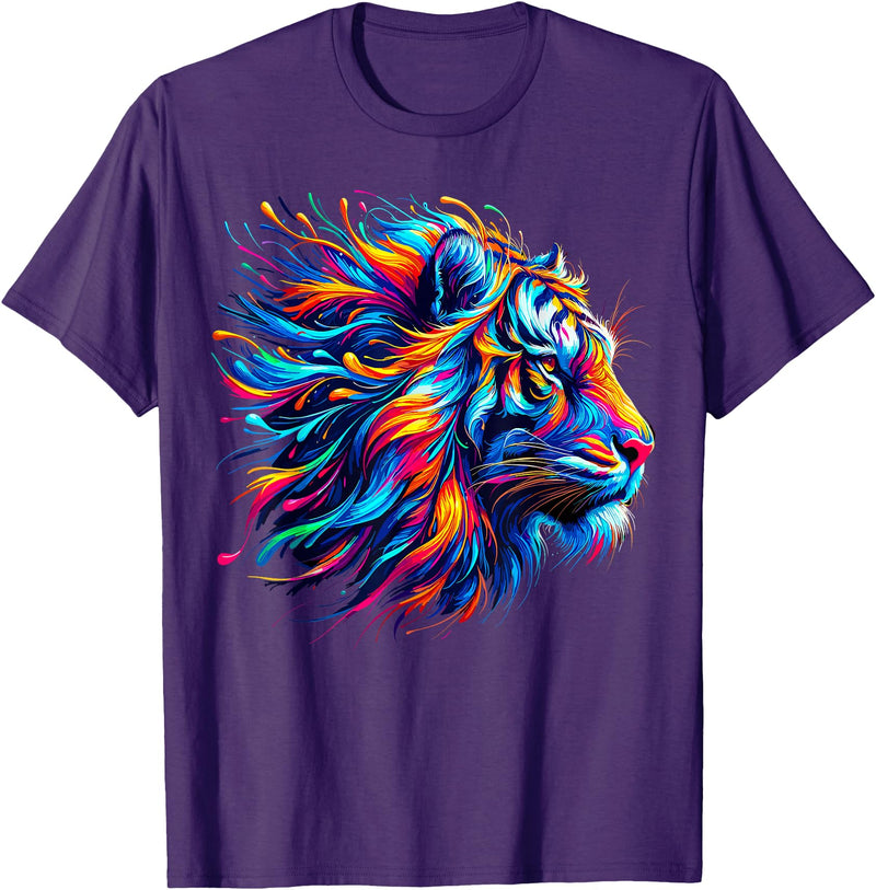 Funny Lion lover Gifts Colorful Lion T-Shirt - Purple