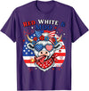 Cow American Flag 4th of July Fireworks Farmer Patriotic Cow USA Flag 4th of July Red and White and Moo T-Shirt - Purple