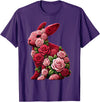 Rose Rabbit Bunny Flower Gardening Floral T-Shirt in Purple