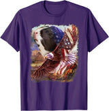 Guinea Pig American Flag 4th July Independence Eagle Women Kids Men T-Shirt - Purple