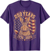 250th Anniversary USA 2026 American Flag Patriotic Rabbit T-Shirt in Purple