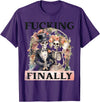 Skeleton Bachelorette Halloween Wedding Bride Babe Fucking Finally Bridesmaid Skeleton Bride Groom Halloween T-Shirt - Purple