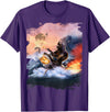 Random Galaxy Bear Riding Shark Funny T-Shirt - Purple
