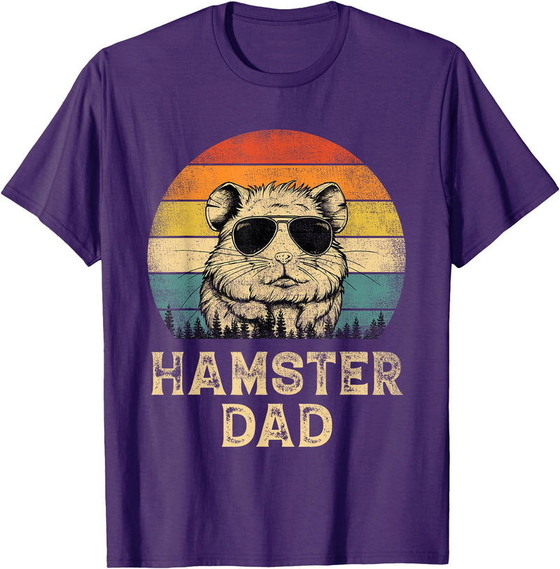 Vintage Hamster Dad Hamster Lovers Daddy Father's Day T-Shirt - Purple