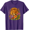 Cute and Funny Lions Graphic Designs. Lion Flower Floral Cute Men Women Kids T-Shirt - Purple