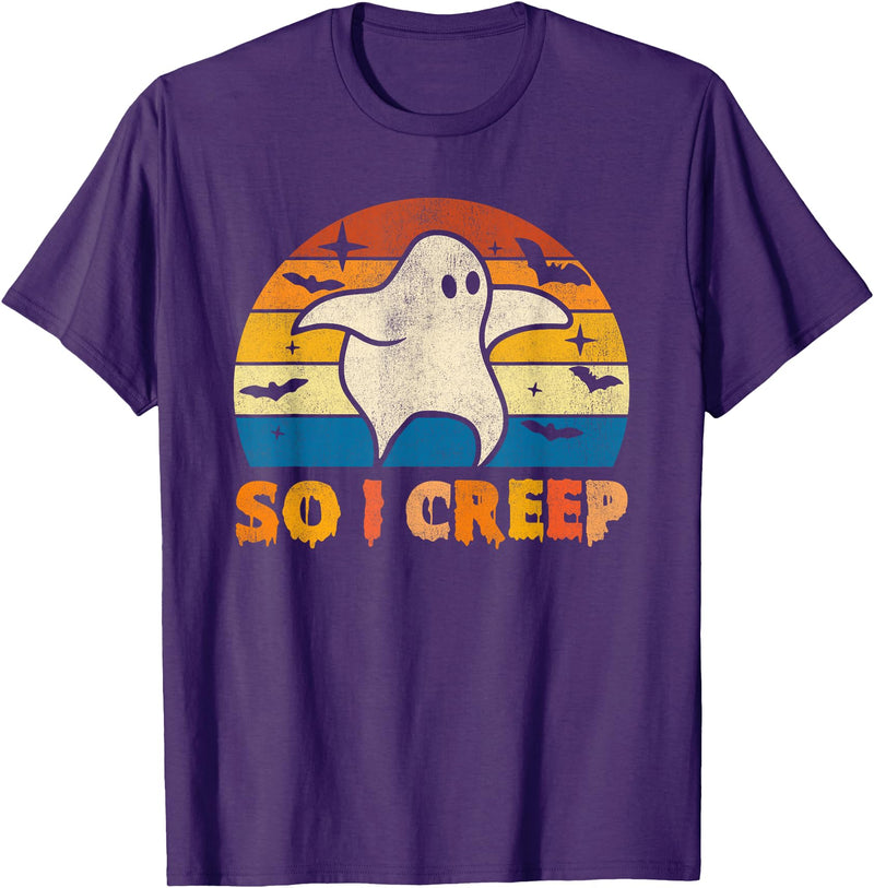 Creeping Ghost Halloween Tees So I Creep Ghost Halloween Funny T-Shirt - Purple