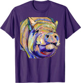 Potbelly Pig Shirt - Potbelly Pig Gifts - Potbellied Pig Art T-Shirt - Purple