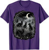 Midnight Woodland Rabbit Art Apparel Graphic Tees Creepy Black Rabbits Moonlit Forest Gothic Horror Halloween T-Shirt -