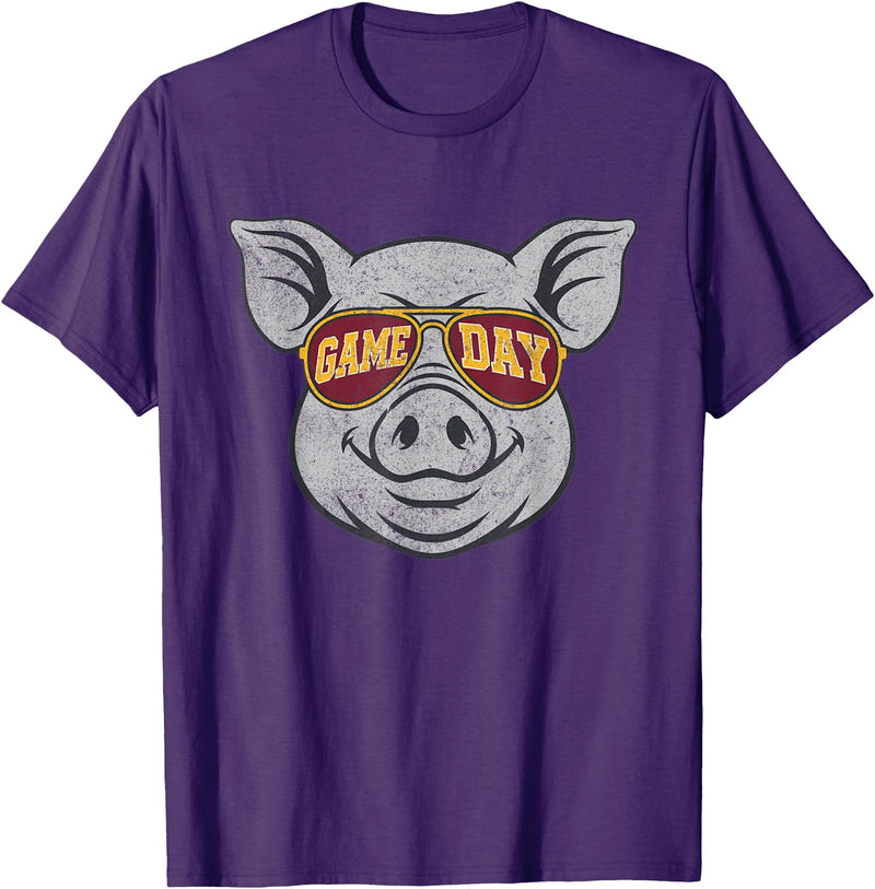 Game Day Pig Tee-TShirt Gifts Game Day Pig T-Shirt - Purple