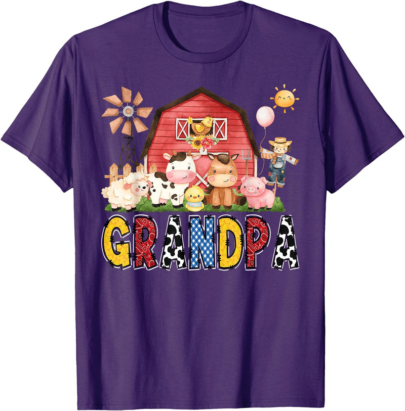 Funny Farm Cow Birthday Boy Matching Grandpa Farm Cow Birthday Boy Matching Family Party T-Shirt - Purple
