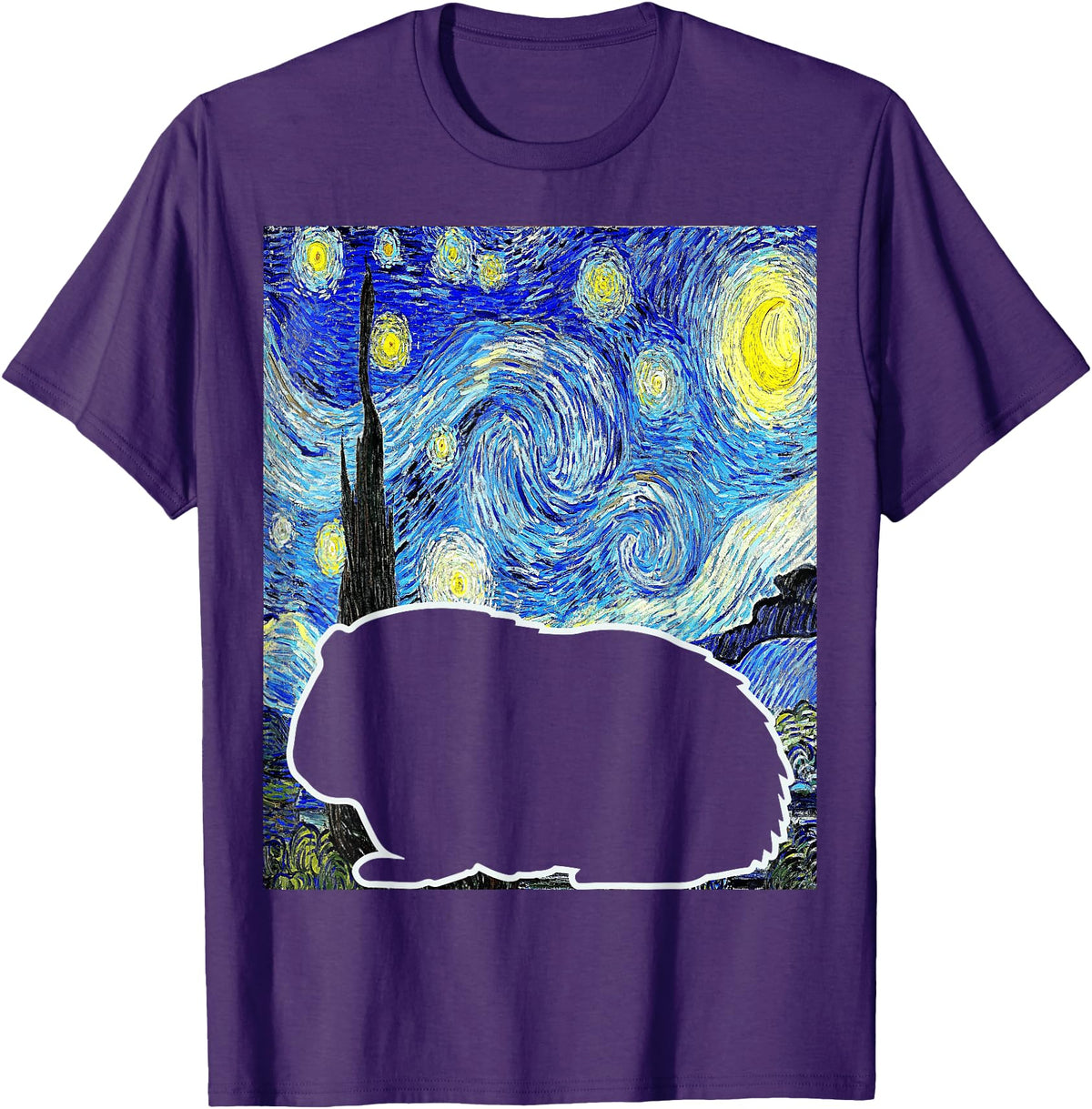 Starry Night Guinea Pig Lover Painting Guinea Pig Starry Night Van Gogh Guinea Pig Lover T-Shirt - Purple