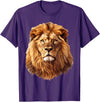 Lions and African Animals Design Lion T-Shirt - Purple