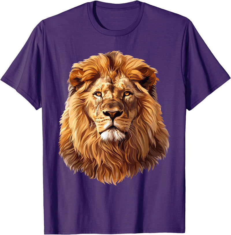 Lions and African Animals Design Lion T-Shirt - Purple