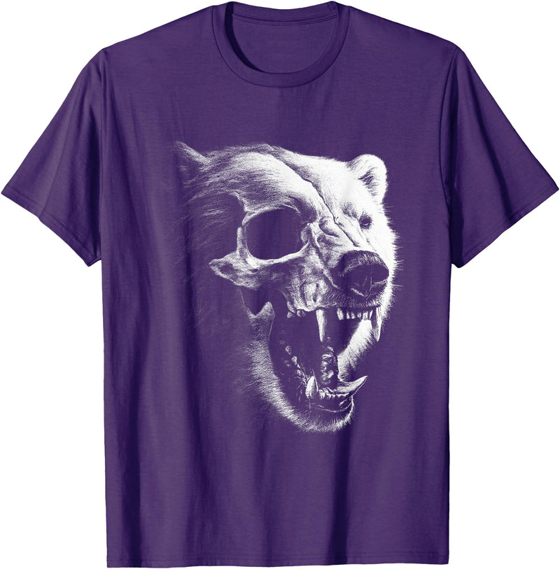 Dark Aesthetic Animals Urban Streetwear Co. Dark Gothic Polar Bear Grunge Aesthetic Goth Skull Art T-Shirt - Purple