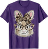 Bunny Glasses Bandana Leopard Funny Rabbit Happy Easter T-Shirt in Purple
