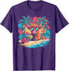 Summer Vibes Highland Cow Funny Beach Vacation Tee Tropical Highland Cow Summer Vibes Funny Beach T-Shirt - Purple