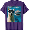 Selfie Polar Bear and Shark Summer Scuba Diving Funny Polar Bear Selfie with Shark Ocean Lovers T-Shirt - Purple