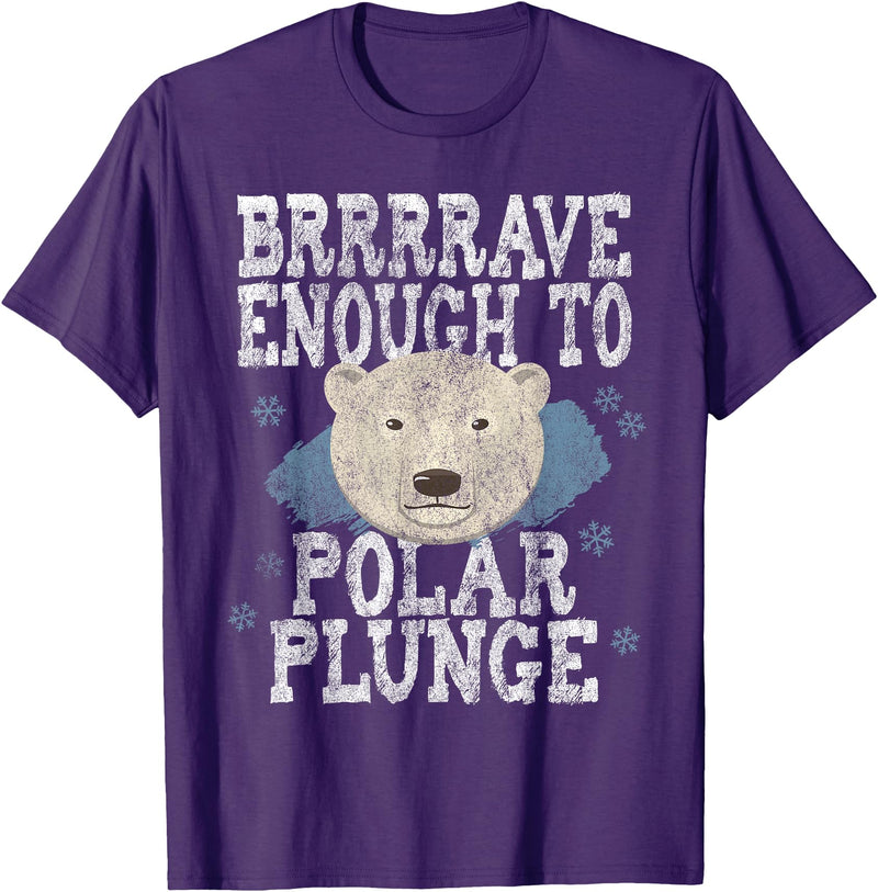Take The Plunge Designs Funny Polar Bear Plunge Joke - Brrrr Cold Water Event T-Shirt - Purple