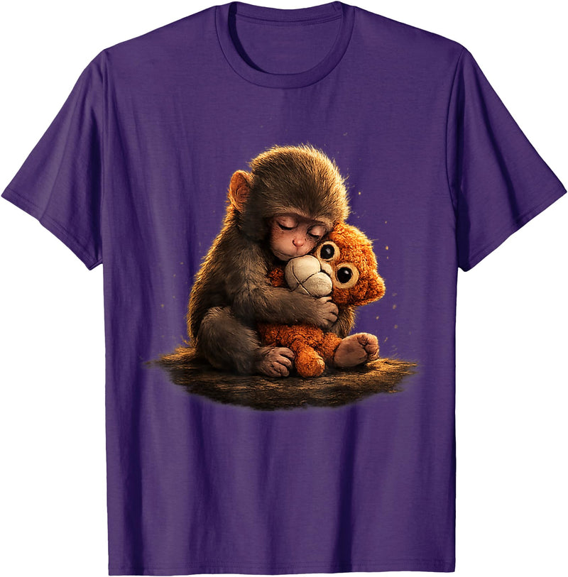 CONLEE Cute Baby Monkey Punch Viral Zoo Japan Design T-Shirt - Purple