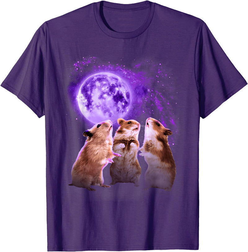 Hamsters Howling at The Moon Shirt - Funny Hamster T-Shirt - Purple