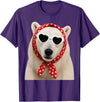 Funny Polar Bear with Sunglasses Cute Polar Bear Lover Heart Sunglasses T-Shirt - Purple
