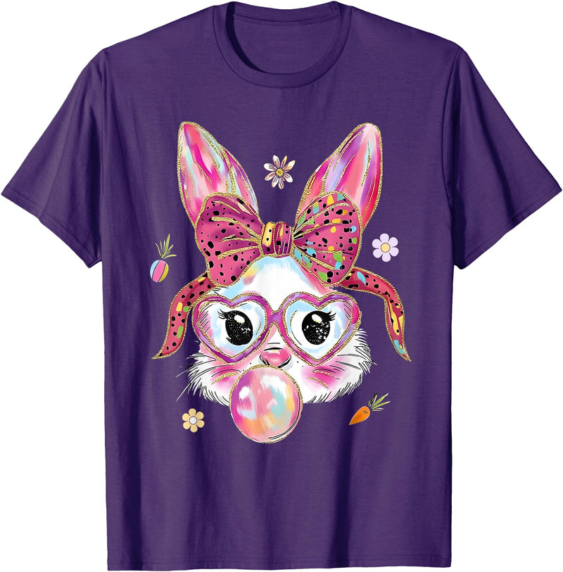 Women Girls Kids Rabbit T-Shirt in Purple
