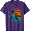 Teexpression Roaring Colors - Lion Graphic Design with a Vibrant Twist T-Shirt Small - Purple
