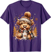 Highland Cow Land of NYC Cute Highland Cow Christmas Trees Winter Hot Cocoa Chocolate T-Shirt - Purple
