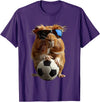 Animal Soccer Design Guinea Pig Soccer T-Shirt - Purple
