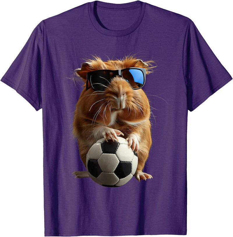 Animal Soccer Design Guinea Pig Soccer T-Shirt - Purple
