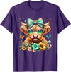 Highland Cow Land of NYC Highland Cow Mama Floral Bow Glasses Butterfly Orange Teal T-Shirt - Purple