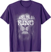 Jesus Is King and Lion of Judah Christian Apparel Christian Jesus is King Lion Design Faded Distressed Vintage T-Shirt - Purple