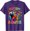 Colorful Rainbow Family Bear Autism Awareness Autism Auntie Colorful Rainbow Auntie Bear Autism Awareness T-Shirt - Purple