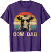Cow Dad Vintage Retro Fathers Day Funny Gift Vintage Cow Dad Cow Lovers Daddy Father's Day T-Shirt - Purple