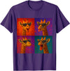 Colorful 4 Photos Animals Giraffe Sunglasses Funny Faces Collage Pop Art T-Shirt - Purple