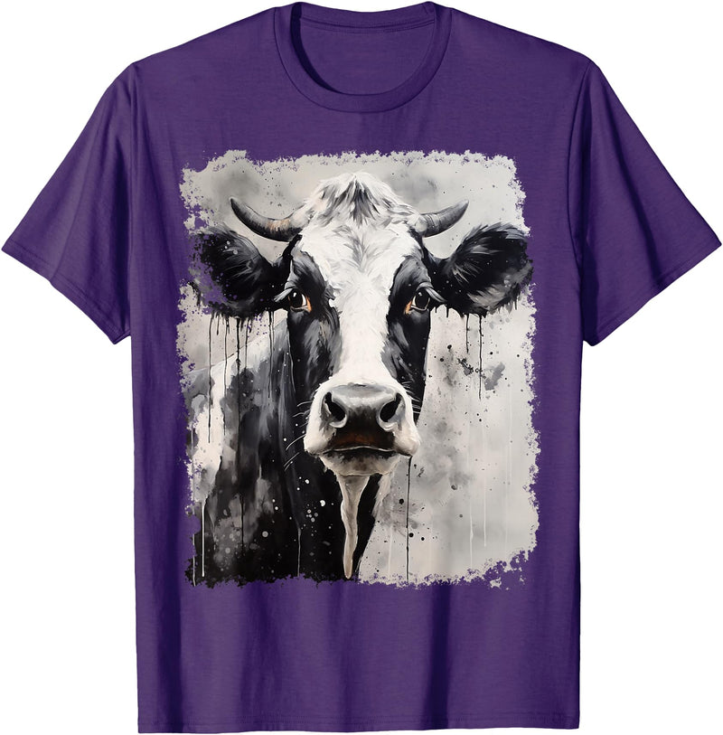 Noah&Friends A Black White Cow T-Shirt - Purple