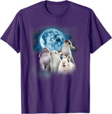 Funny Rabbit - Funny Rabbits Howling at the Moon T-Shirt in Purple